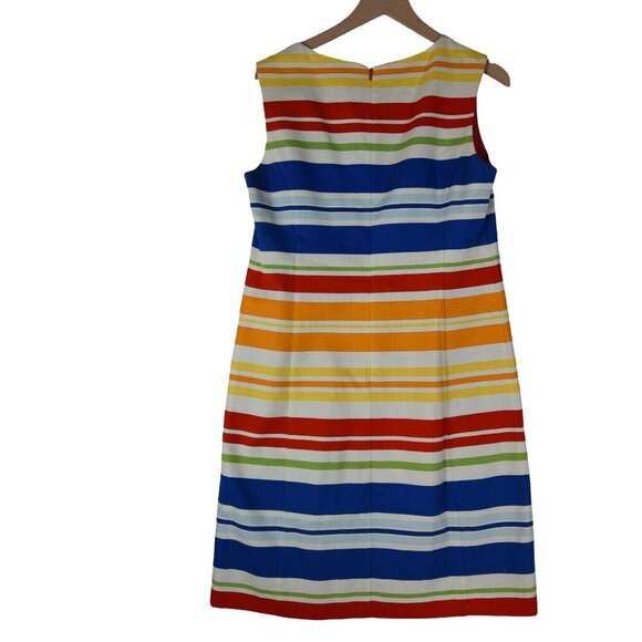 Anthropologie Tabitha Striped Embroidered Shift Dress Sleeveless Cotton 10 - Picture 2 of 7